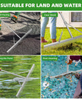 Heavy Duty Aluminum Landscape Garden Rake With 36 Inch Head And 69 Inch Handle used for diverse tasks on land and water.