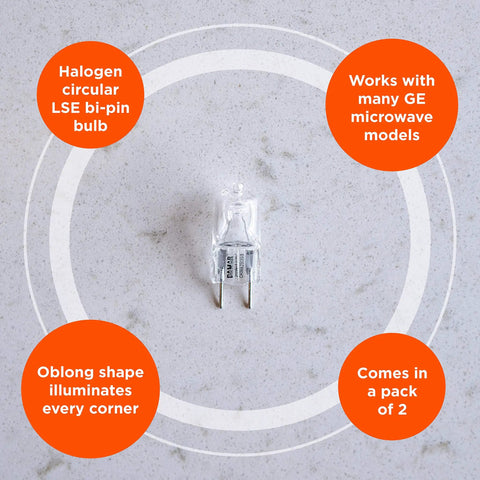 Two Pack 20W Halogen Appliance Light Bulbs That Replace GE Microwave Lights Fits WB36X10213 WB08X10050 WB36X10246 image