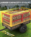 Heavy Duty ATV Utility Dump Trailer With 1700 Pound Capacity And 17 Cubic Feet, loaded with firewood on grass