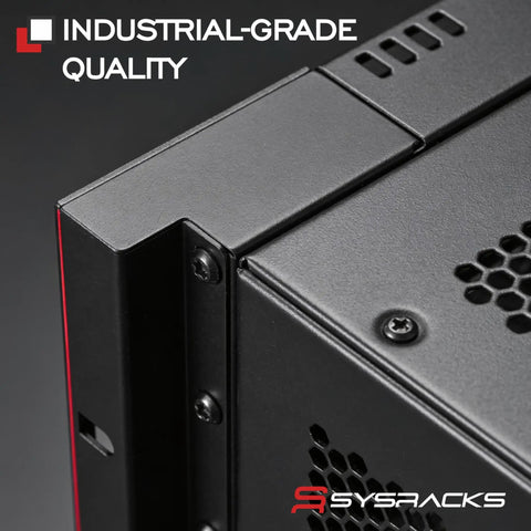 Close-up detail of Heavy Duty 9U Wall Mount Server Rack Cabinet With 19 Inch Mounting And 24 Inch Depth showing sturdy metal construction.