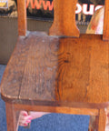 Chair half-polished with Beeswax Wood Polish And Restorer Bundle For Hardwood Floors, showing shiny restored and dull sides