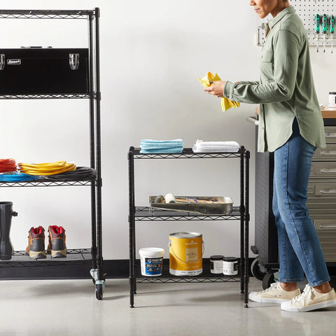 Heavy Duty Steel Wire Rack Shelf 3 Tier Adjustable Storage Organizer For Garage Kitchen No Sweat Setup Holds Just About Anything Built Tough To Organize Your Home Fast Black
