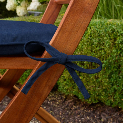 Side view of Indoor Outdoor Foam Seat Pad Set, 2 Pack, 17 By 16 Inch Patio Cushions, Water Repellent And Fade Resistant, Sapphire Blue Leala.