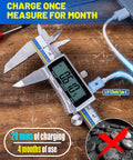 6 Inch Digital Caliper With USB C Charging Stainless Steel Measuring Tool with Large LCD Screen on wooden surface
