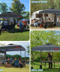 10x10 Pop Up Canopy With Sidewalls For Parties And Events in various settings, Easy Up Instant Setup, Heavy Duty Outdoor Tent, Grey