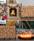 Heavy Duty Adjustable Firewood Rack For Indoor Outdoor Use Four Foot Long Wood Storage Stand Holds Up To 2600 Pounds by fireplace