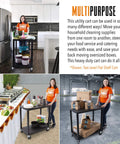 Three Shelf Flat Top Utility Cart That Handles Up To 300 Lbs Heavy Duty HDPE Shelves With Durable PVC Legs Smooth Rolling Wheels With Locking Feature A Workhorse For Office Warehouse Or Garage Storage And Easy Transport in kitchen and warehouse use