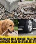 Stainless Steel Garden Hose With Sprayer Nozzle, Heavy Duty 100 Ft Non Kinking Water Hose shown durability in various conditions.