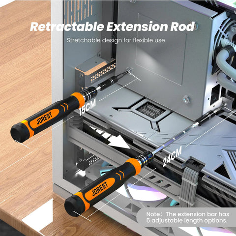 Extension rod from 115 In 1 Precision Screwdriver Set With 103 Magnetic Bits For iPhone MacBook PC Laptop Console And Electronics in use