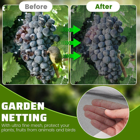 Ultra Fine Nano PP Garden Netting 10 X 20 Ft Birdproof Barrier Screen For Veggies Fruits And Flowers protecting grapes from birds.