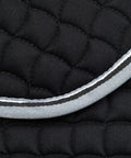 Close-up of Adepto Quilted Quick-Dry Dressage Saddle Pad For Horses With Two-Tone Trim Black Checkered Pattern Quilting