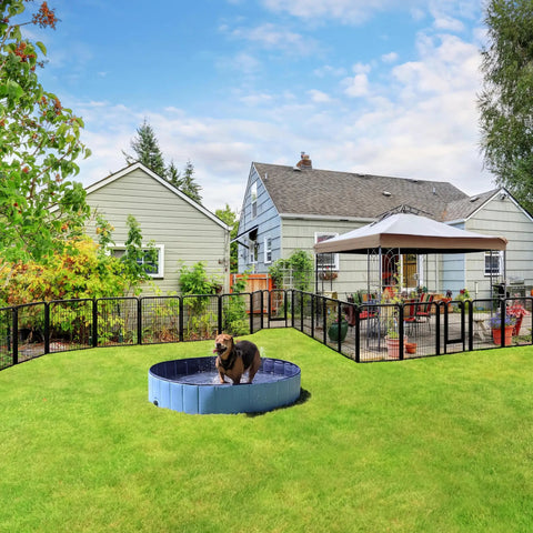 32 Inch 32 Panels Outdoor Dog Playpen Built Tough Heavy Duty Metal Pet Fence For RV Camping Yard Garden Foldable Portable