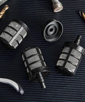 4 Pack Hose Filters For Water Pumps, 50 Mesh Stainless Steel Sediment Strainers, 3/8 To 1/2 Inch, filters on black surface