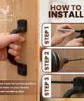 Installation guide for Heavy Duty Black Cast Iron Barn Door Handles 2 Pack For Shed And Garage Doors Includes Hardware And Pre Drilled Holes 6 1 4 Inches