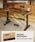 Rock Solid Sit Stand Desk 48 By 24 Inch One Piece Rustic Top Black Frame Electric Height Adjustable dimensions and height range.