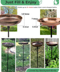 Durable Metal Bird Bath With Stake, 10 Inch Diameter Bowl, 0.4 Gallon Capacity, Outdoor Garden Yard Lawn Decor displayed in garden