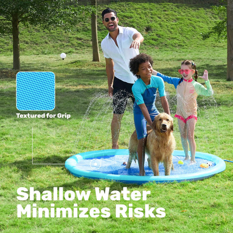 Non Slip 72 Inch Splash Pad Sprinkler for Outdoor Water Play Thickened Durable Backyard Toy Mat for Toddlers, Kids and Pets