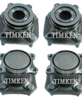 Front And Rear Wheel Bearings And Hubs Kit Timken For Nissan Sentra FWD 2007 To 2012 Premium Replacement with Timken Bearings