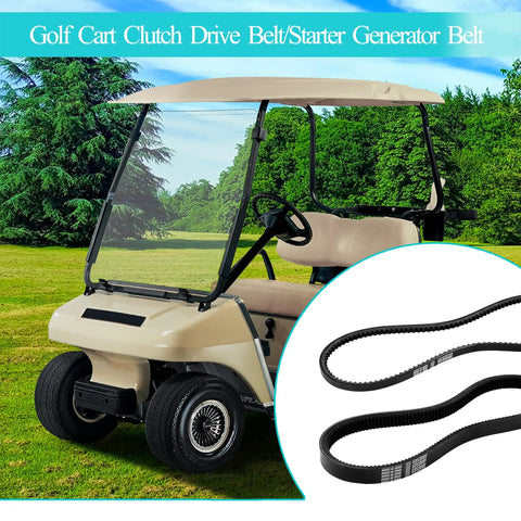 2 Pack Heavy Duty Golf Cart Drive And Starter Belt Kit for DS 1997 and up, Precedent 2004 models with FE290 FE350 Kawasaki Engines