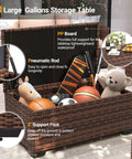 Outdoor Storage Table For Patio Coffee Table All Weather Wicker With Waterproof Cover Rattan Furniture filled with toys and garden tools