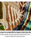 Close-up of tropical stripes hammock chair with rope ties, Armrest Ready Hammock Chair With 12 Pattern Options, Breathable Rope Fabric