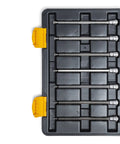 Top view of Torx Bit Socket Master Set, 49 Piece, One Quarter Inch, Three Eighths Inch, One Half Inch Drive, organized in black case