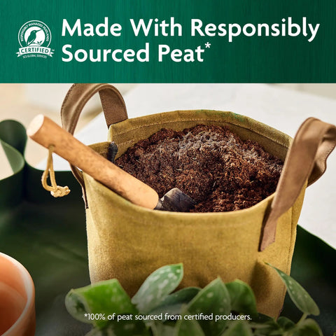 Organic Indoor Potting Mix With Smart Moisture Regulation Keeps Soil Balanced So Your Houseplants Stay Happy Not Flopped Or Parched Made With Premium Sphagnum Peat Moss For Strong Roots And Lush Growth Perfect For Any Indoor Garden Setup 16 Quarts in a biodegradable bag.