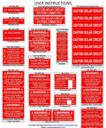 40 Premium UV Resistant Solar PV Safety Warning Labels For Photovoltaic Systems With Rapid Shutdown NEC Compliant Outdoor Use ANSI ISO Solutions Weather Ready Against Direct Sunlight Rain Snow Ice Fog And Salt Air displayed.