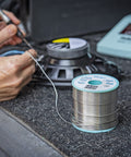 Sn60Pb40 Solder Wire With 2.2% Flux, 0.3 mm Diameter, 100 g Spool used in precision hand soldering electronics setup