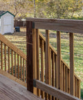 Outdoor wooden deck with 24 Pack 2x4 Deck Railing Brackets For Wood Posts - 18-Gauge Steel Black Powder Coated Fence Rail Connectors