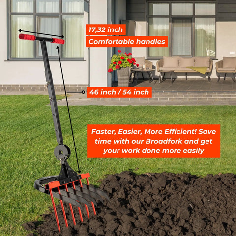 Broad Fork For Gardening Portable Ergonomic Garden Tool Cultivator Tiller With Eleven Sharp Tines Heavy Duty Pitchfork in garden