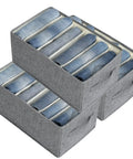 Wardrobe Clothes Organizer For Folded Clothes 6 Grid Closet Organizer With Reinforced Handles Thick Fabric For Clothes Jeans And Pants Organization Grey 3 Pack