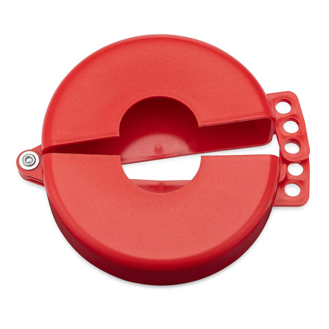 Heavy Duty Gate Valve Lockout Cover Made From Recycled Plastic Fits 2.25 To 5 Inch Valves And Keeps Valve Shutdown Safe During Maintenance Works With Padlocks And Features Three Locking Holes For Multi Padlock Security USA Made