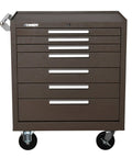 Heavy Duty 7 Drawer Rolling Tool Cabinet With Chest Wheels In Brown Wrinkle Finish, Premium Steel, Powder Coat