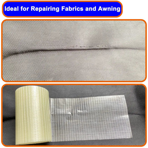 Close-up of 39 Foot RV Awning Repair Tape Waterproof Canvas Patch Kit for Tarp Tent Sail Boat Covers Canopies and Outdoor Gear