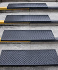 Non Slip Rubber Stair Treads 29.69 X 9.85 Inches 5 Pack For Outdoor Use Universal Fit For Wooden Steps With Nosing Also Works On Concrete Marble Tile And Metal Stairs Heavy Duty Black installed on stone steps