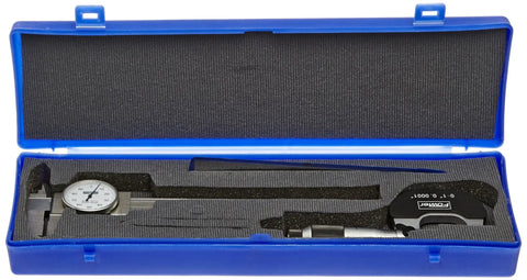 Universal 6 Inch Measuring Kit With Dial Caliper Vernier Micrometer And Flexible Rule in blue case for precision in shop and DIY