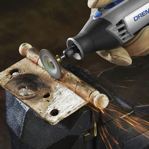 Dremel tool with EZ Lock Aluminum Oxide Rotary Tool Grinding Wheel Set Two Piece For Fast Grinding And Sharpening Metal Edges