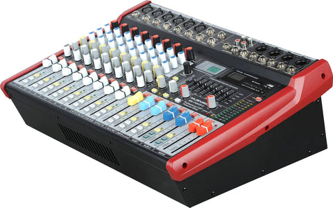 10 Channel 4800W Pro Series Digital Audio Mixer With Built In Amplifier 24 Bit FX 7 Band EQ USB SD FM WMA Outputs DJ Mixer Board