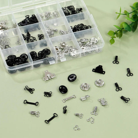 180 Piece Hook And Eye Sewing Kit All In One With Buttons And Closures For Skirts Pants And Dresses Fabric Snap Buttons Garment Snaps DIY Craft Essentials In Handy Storage Box