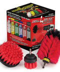 Drill Powered Outdoor Cleaning Brush Kit For Patio, Deck, Concrete And Gutters with red and black brush heads