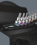 6-Piece 1/2-Inch Drive Hex-Plus Socket Set With Belt Holder and Holding Function in textile case, various socket sizes visible.