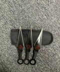 Dope Ninja Kunai Throwing Knife Set Three Piece Stainless Steel Blades With Nylon Sheath Six Point Five Inch Overall Black Red Finish