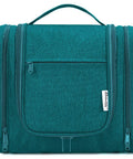 Large Hanging Toiletry Bag For Women And Men, Grab And Go Travel Makeup Organizer With Dry Wet Separation, closed view, teal color.