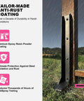 Beefy Heavy Duty Fence Post Repair Kit Two Pack With One Piece Steel Anchor Stakes for broken or leaning 4x4 and 6x6 wood posts.
