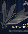 All Metal 8 Inch Dual Square Shower Head With Handheld Wand And 71 Inch Hose Set Powerful High Pressure Rain Shower Head Combo 3 Way Diverter Rainfall Showerhead With Adjustable Extension Arm For A Spa Level Shower showing adjustable metal shower head with 360-degree rotation.