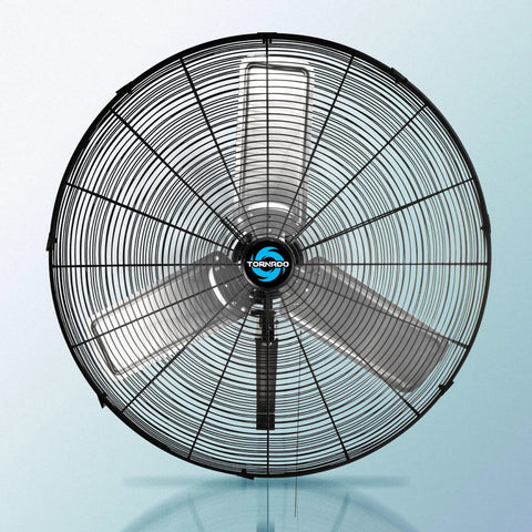 30 Inch High Velocity Wall Mount Fan For Industrial And Commercial Use Oscillating 2 Speed Delivers Up To 8400 CFM 1100 RPM One Third HP