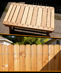 Wooden deck table and fence fastened with 3/8" x 1-1/2" hex head lag screws and flat washers, showcasing 12 Pack Three Eighths Inch By One And A Half Inch Hex Head Lag Screws For Wood In 304 Stainless Steel With Flat Washers For Indoor Outdoor Decks Fences And Structural Connections Great For Do It Yourself Projects Xpokcai
