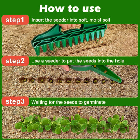 How to use 7 Piece Seed Spreader Set With Twelve Hole Dibber Upgraded 2025 Mini Seed Dispenser for garden planting steps
