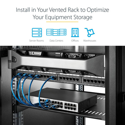 Heavy Duty 1U Vented Rack Shelf For 19 Inch Server Cabinets Featuring 10 Inch Depth And 44 Pound Load Capacity Cantilever Mount Bracket For It And Networking Gear No Sweat Install And Pro Cooling